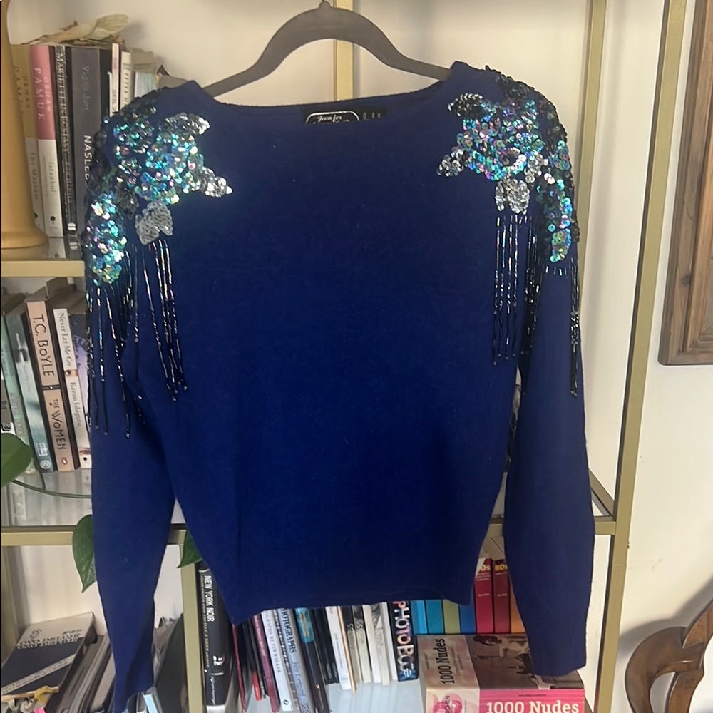 Vintage Blue Sequin Sweater